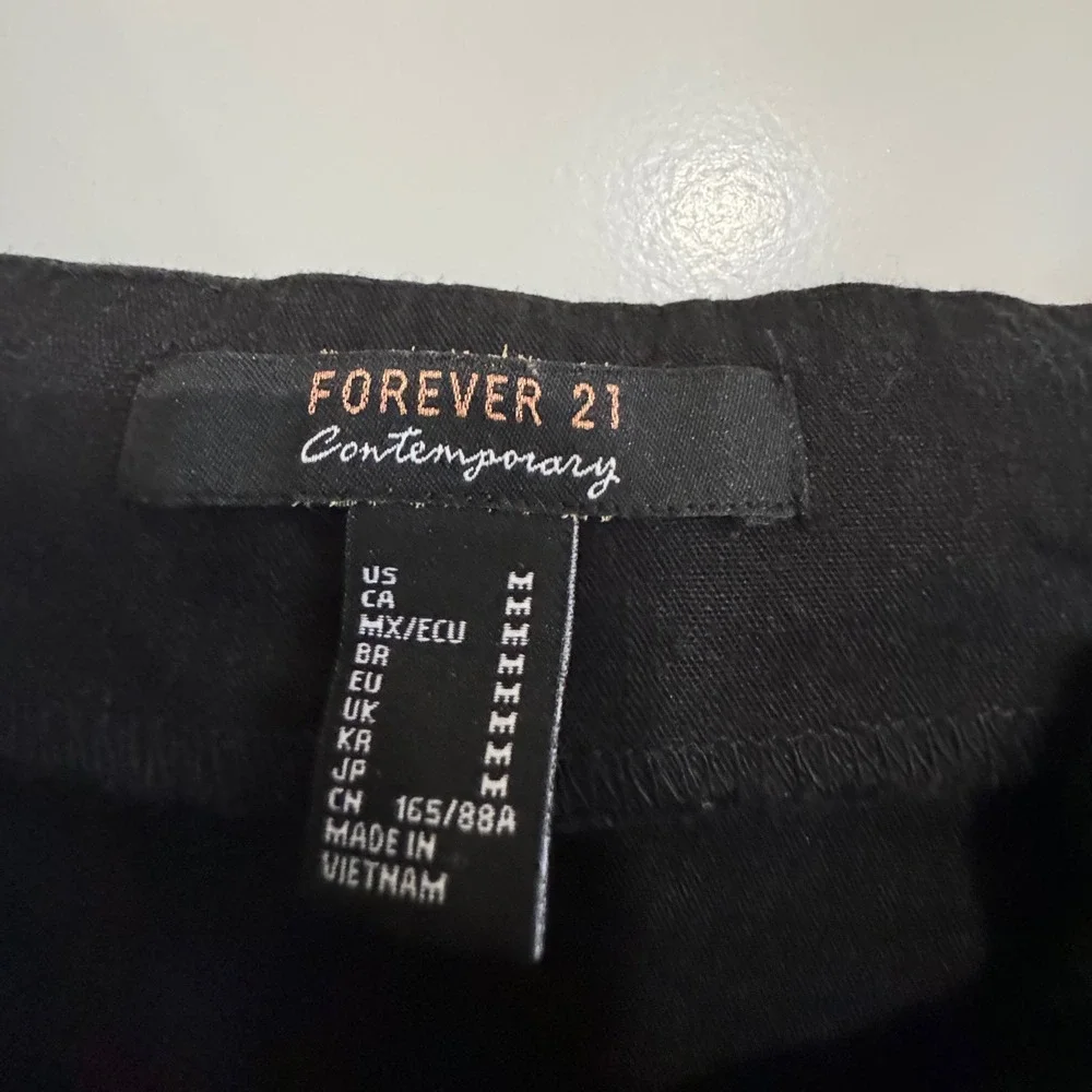 FOREVER 21 Black Linen Blend Button Down Midi Dress EUC - Picture 6 of 7